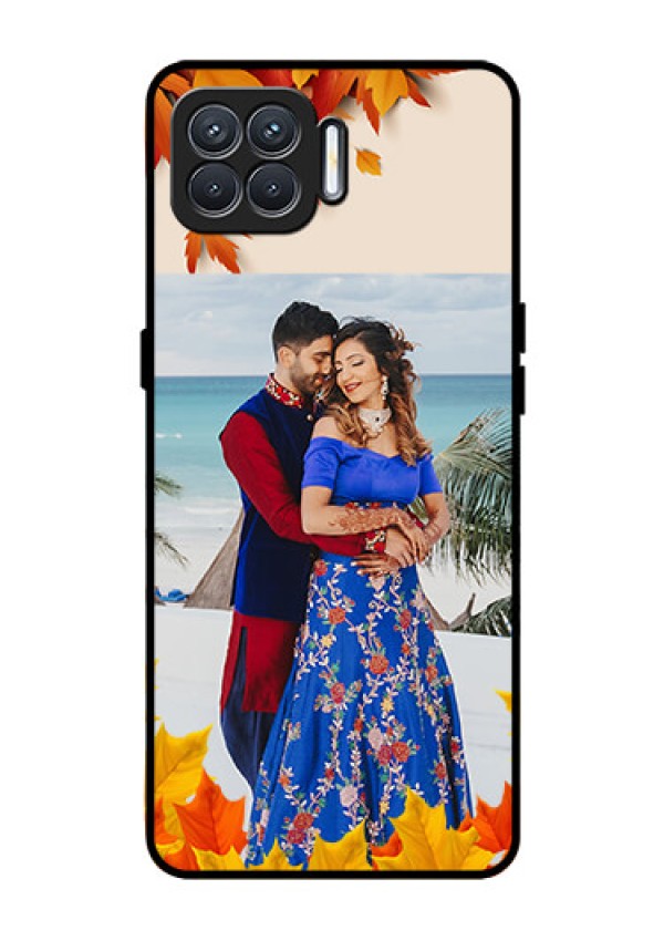 Oppo F17 Photo Printing on Glass Case  - Autumn Maple Leaves Design
