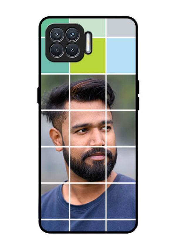 Oppo F17 Photo Printing on Glass Case  - with white box pattern 