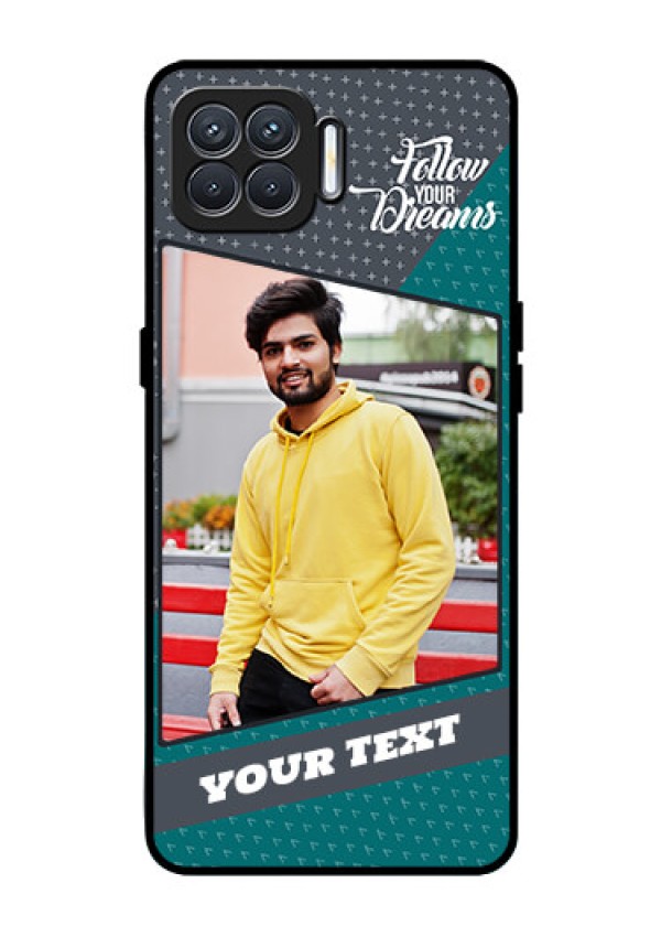 Oppo F17 Personalized Glass Phone Case  - Background Pattern Design with Quote