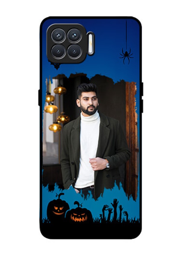 Oppo F17 Photo Printing on Glass Case  - with pro Halloween design 