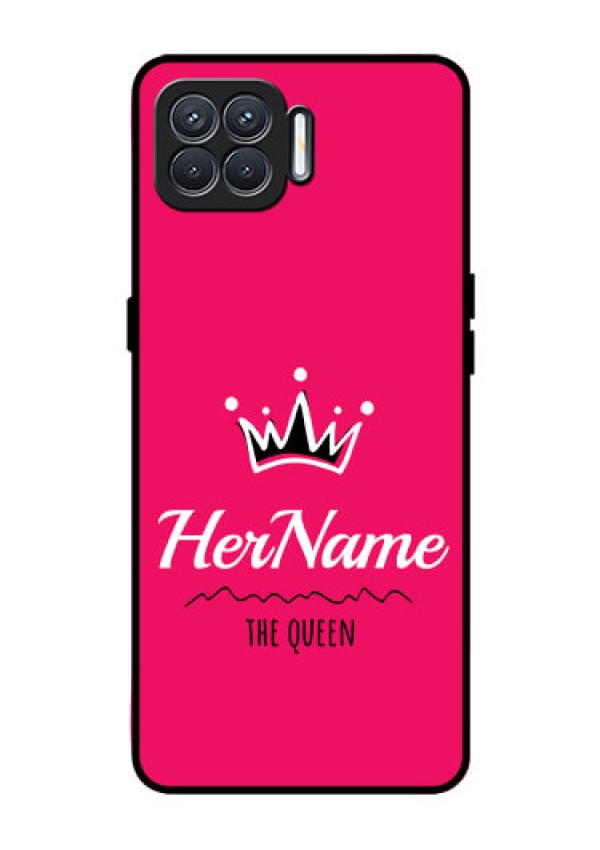 Oppo F17 Glass Phone Case Queen with Name