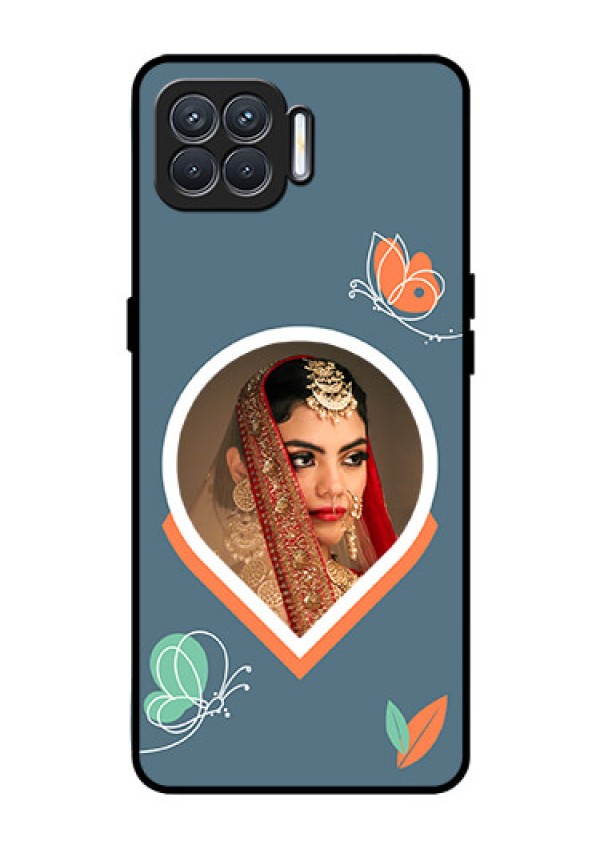 Oppo F17 Custom Glass Mobile Case - Droplet Butterflies Design