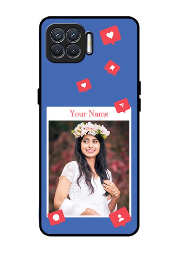 Oppo F17 Custom Glass Phone Case - Like Share And Comment Design