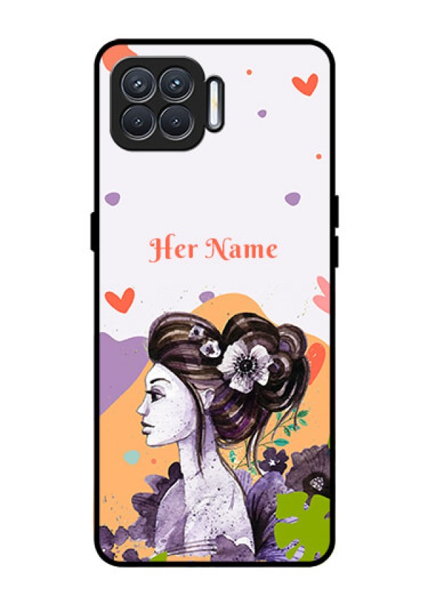 Oppo F17 Personalized Glass Phone Case - Woman And Nature Design