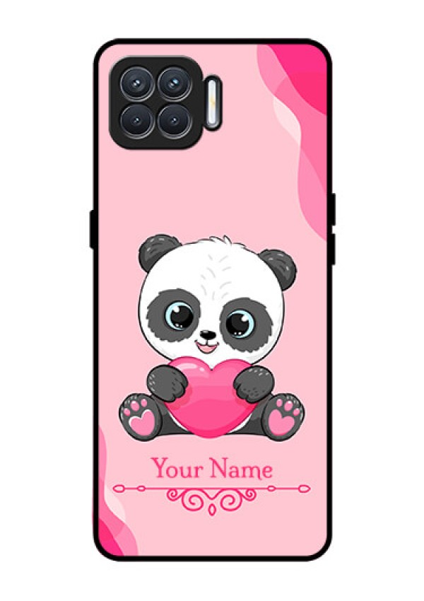 Oppo F17 Custom Glass Mobile Case - Cute Panda Design