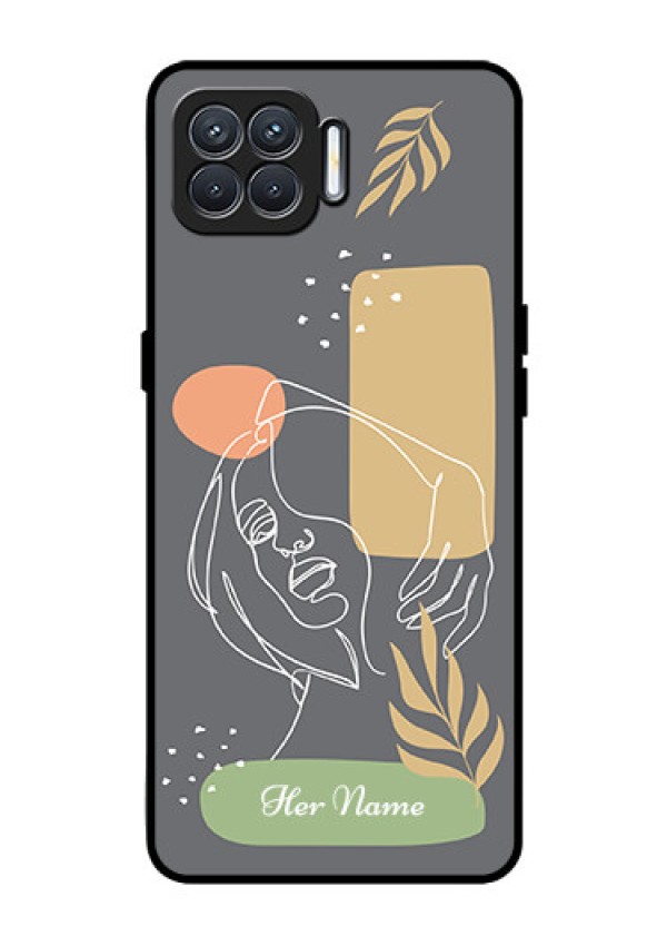 Oppo F17 Custom Glass Phone Case - Gazing Woman line art Design
