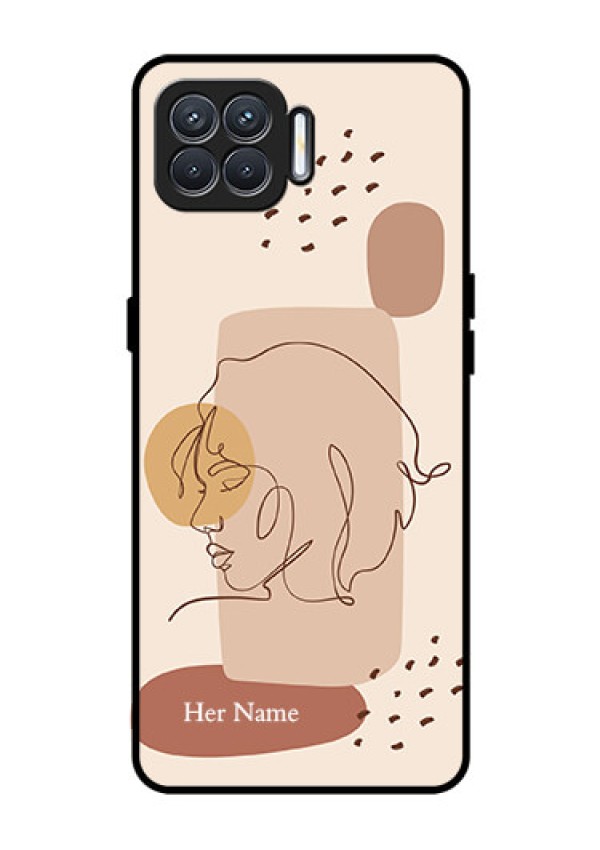 Oppo F17 Photo Printing on Glass Case - Calm Woman line art Design