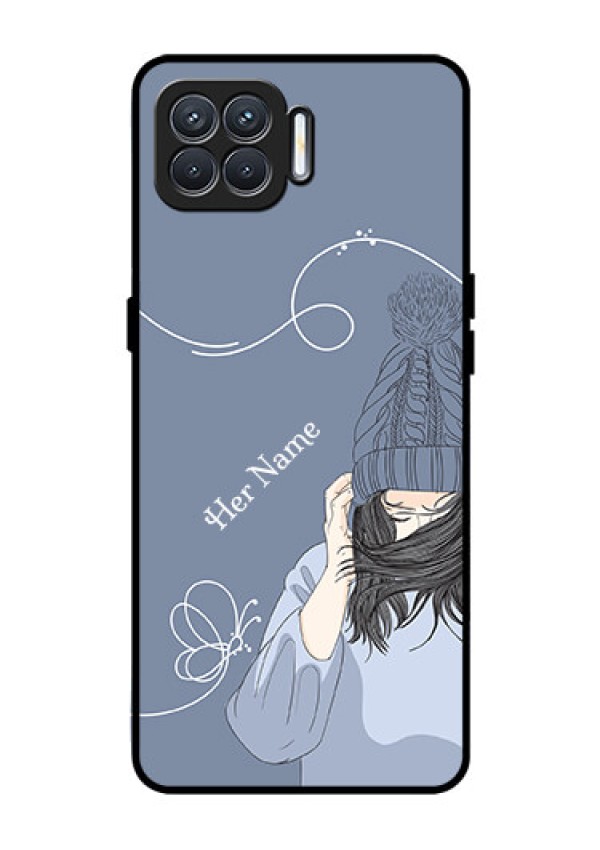 Oppo F17 Custom Glass Mobile Case - Girl in winter outfit Design