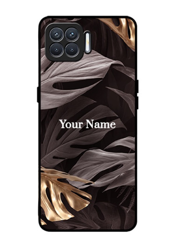 Oppo F17 Personalised Glass Phone Case - Wild Leaves digital paint Design