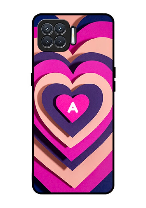 Oppo F17 Custom Glass Mobile Case - Cute Heart Pattern Design