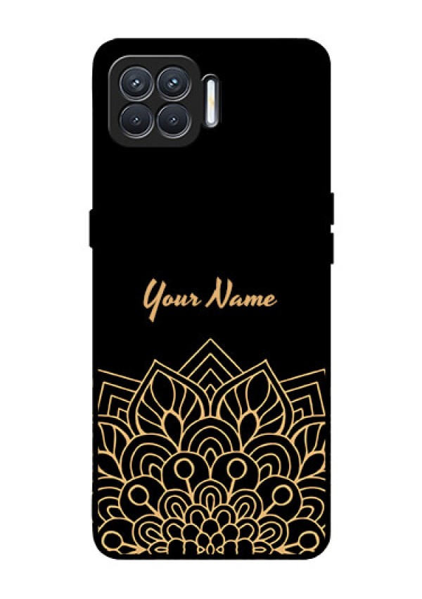 Oppo F17 Custom Glass Phone Case - Golden mandala Design