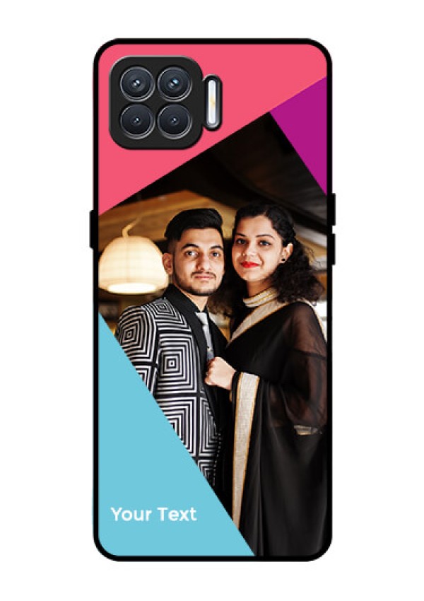 Oppo F17 Custom Glass Mobile Case - Stacked Triple colour Design