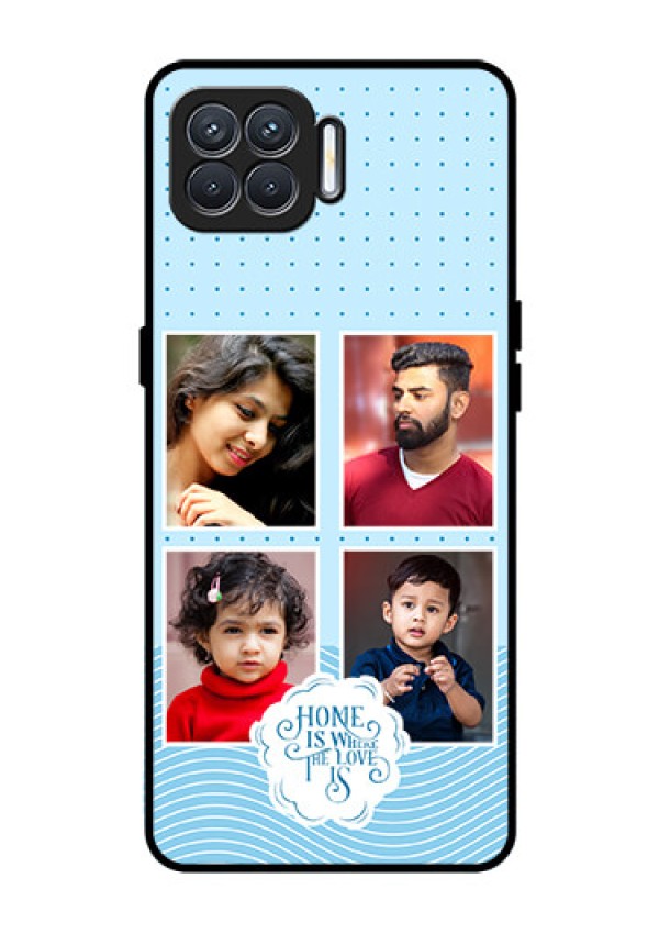 Oppo F17 Custom Glass Phone Case - Cute love quote with 4 pic upload Design