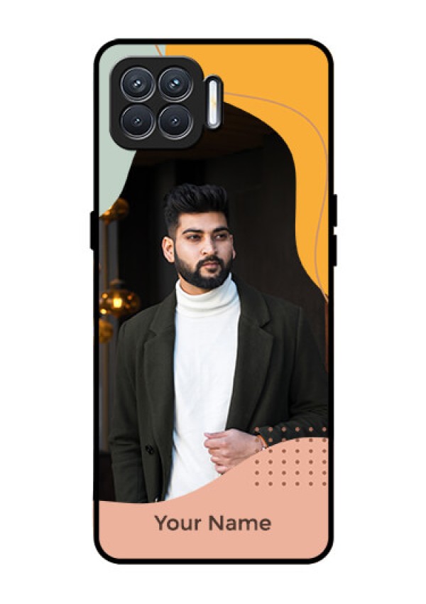 Oppo F17 Personalized Glass Phone Case - Tri-coloured overlay design