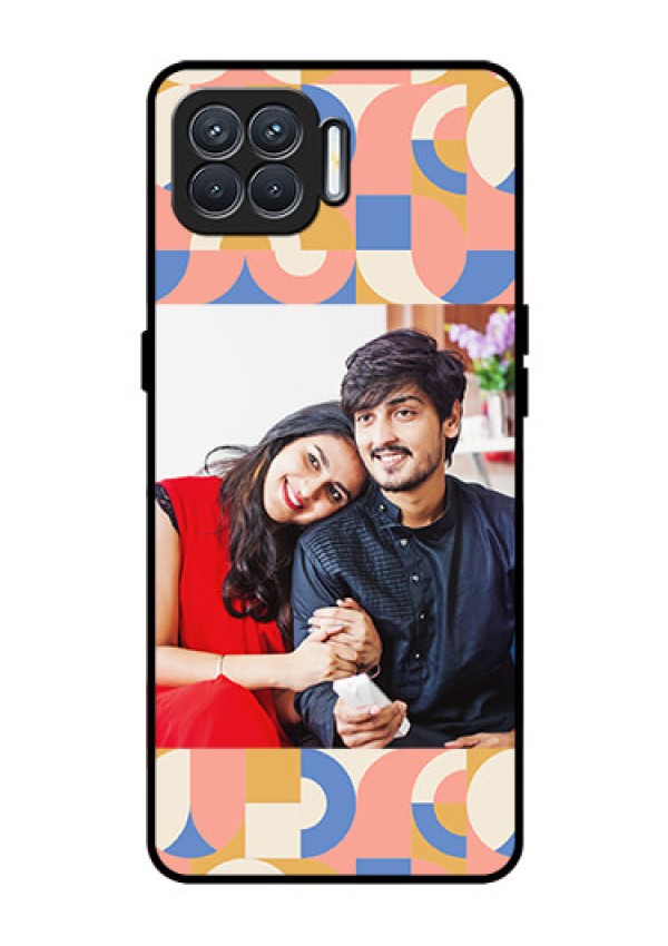 Oppo F17 Photo Printing on Glass Case - Semi-circle Maze Pattern Design