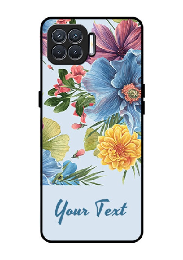 Oppo F17 Custom Glass Mobile Case - Stunning Watercolored Flowers Painting Design