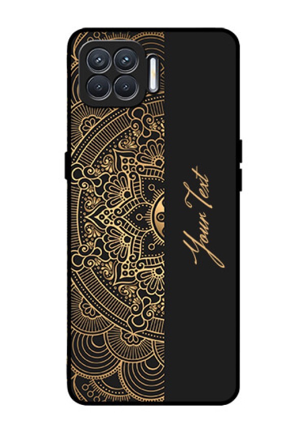 Oppo F17 Photo Printing on Glass Case - Mandala art with custom text Design