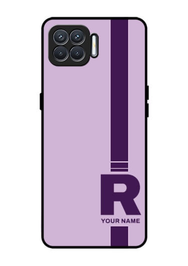 Oppo F17 Photo Printing on Glass Case - Simple dual tone stripe with name Design
