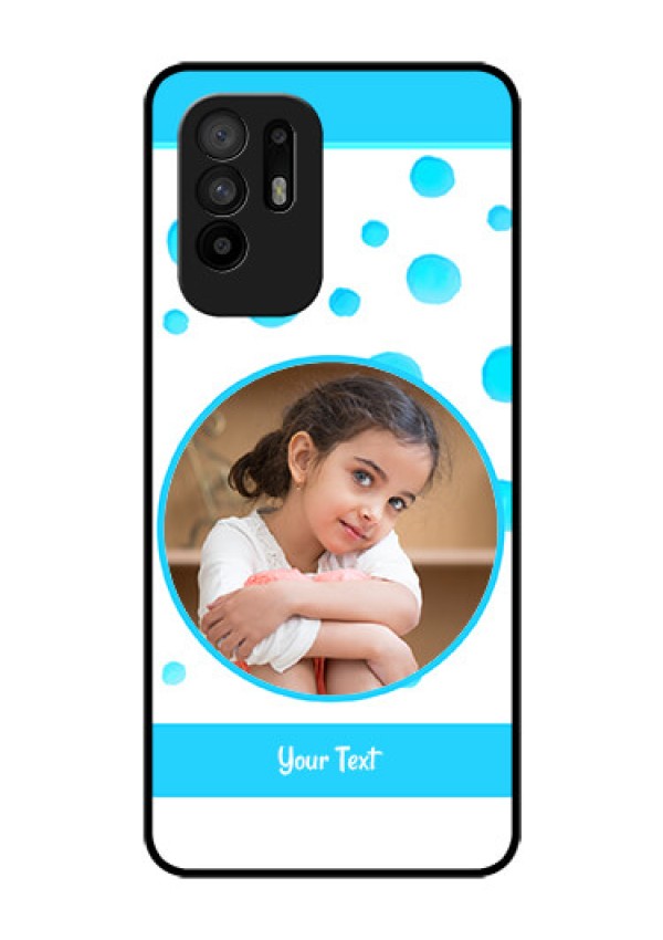 Oppo F19 Pro Plus 5G Photo Printing on Glass Case - Blue Bubbles Pattern Design