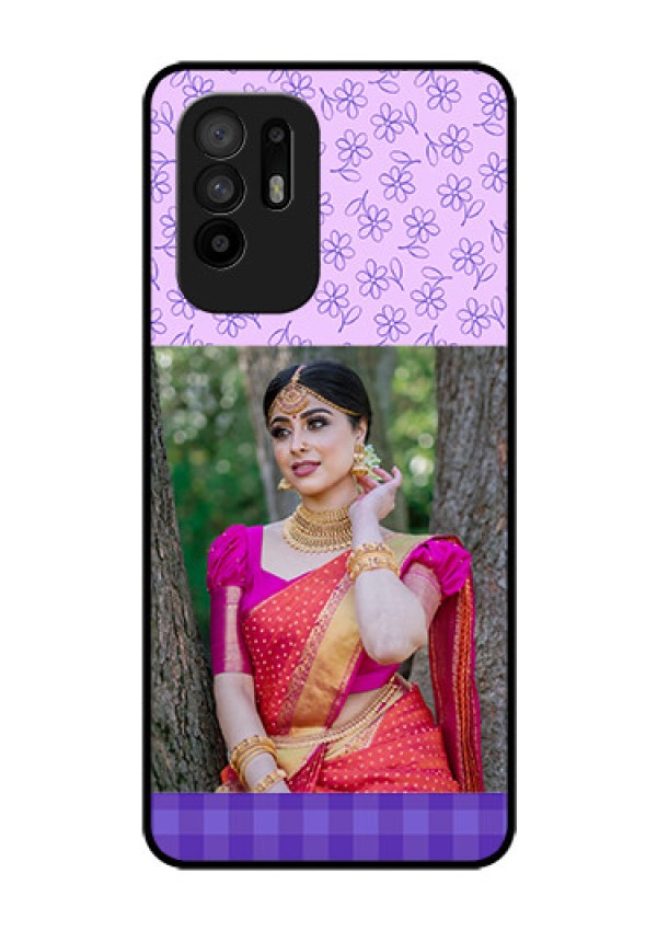 Oppo F19 Pro Plus 5G Custom Glass Phone Case - Purple Floral Design