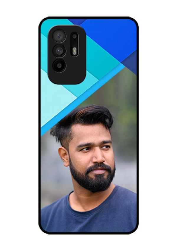 Oppo F19 Pro Plus 5G Custom Glass Phone Case - Blue Pattern Design