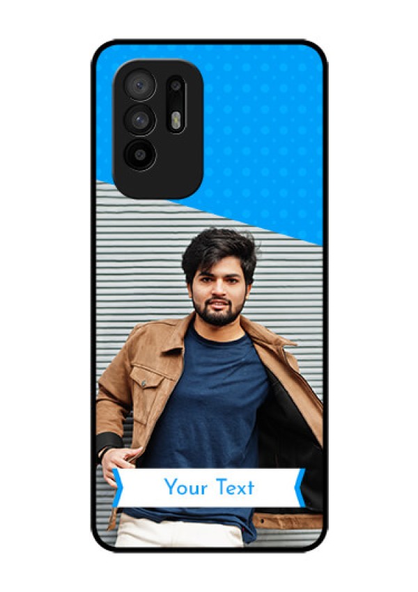 Oppo F19 Pro Plus 5G Photo Printing on Glass Case - Simple Blue Color Design