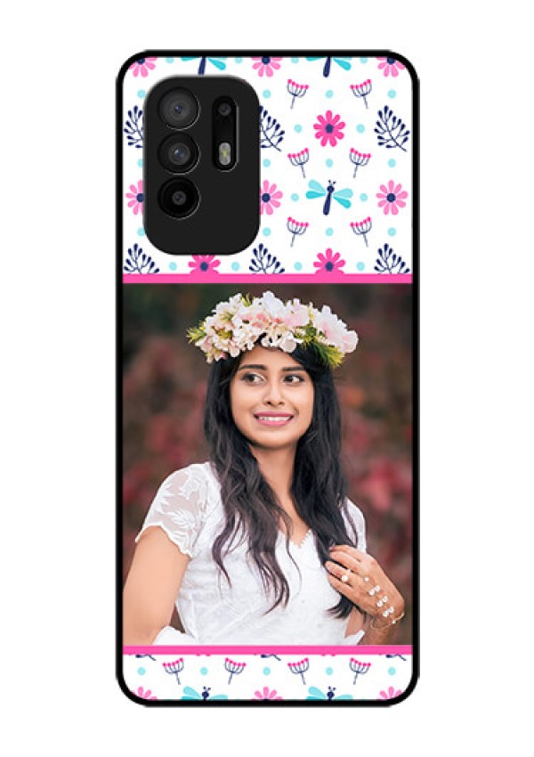 Oppo F19 Pro Plus 5G Photo Printing on Glass Case - Colorful Flower Design
