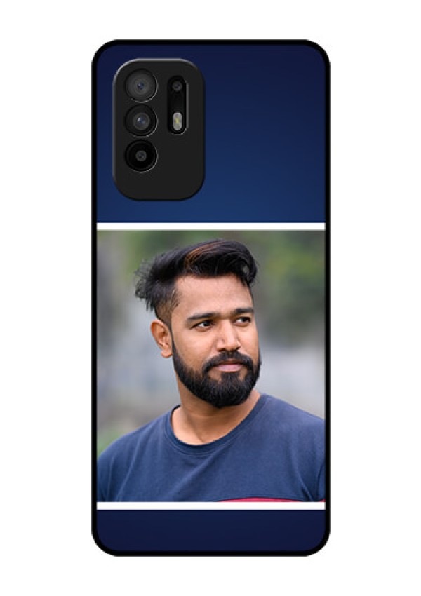 Oppo F19 Pro Plus 5G Personalized Glass Phone Case - Simple Royal Blue Design