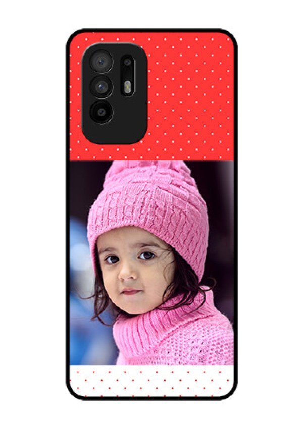 Oppo F19 Pro Plus 5G Photo Printing on Glass Case - Red Pattern Design
