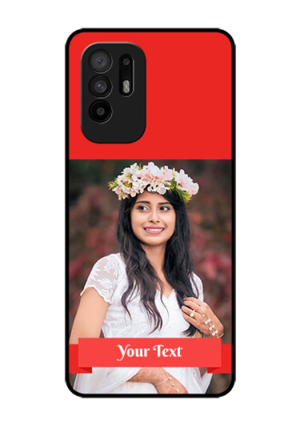 Oppo F19 Pro Plus 5G Custom Glass Phone Case - Simple Red Color Design