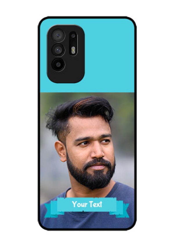 Oppo F19 Pro Plus 5G Personalized Glass Phone Case - Simple Blue Color Design