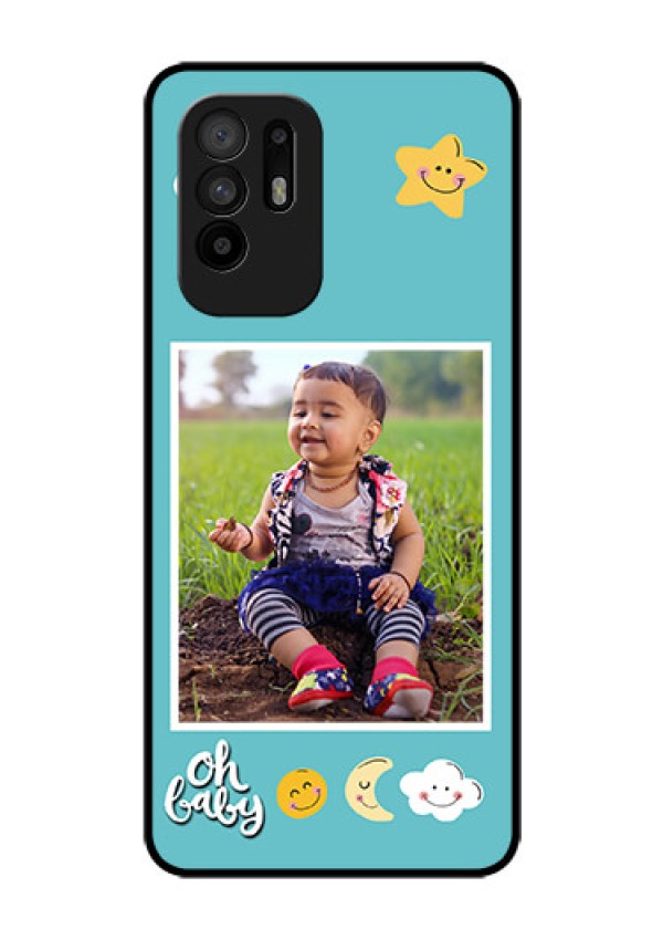 Oppo F19 Pro Plus 5G Personalized Glass Phone Case - Smiley Kids Stars Design