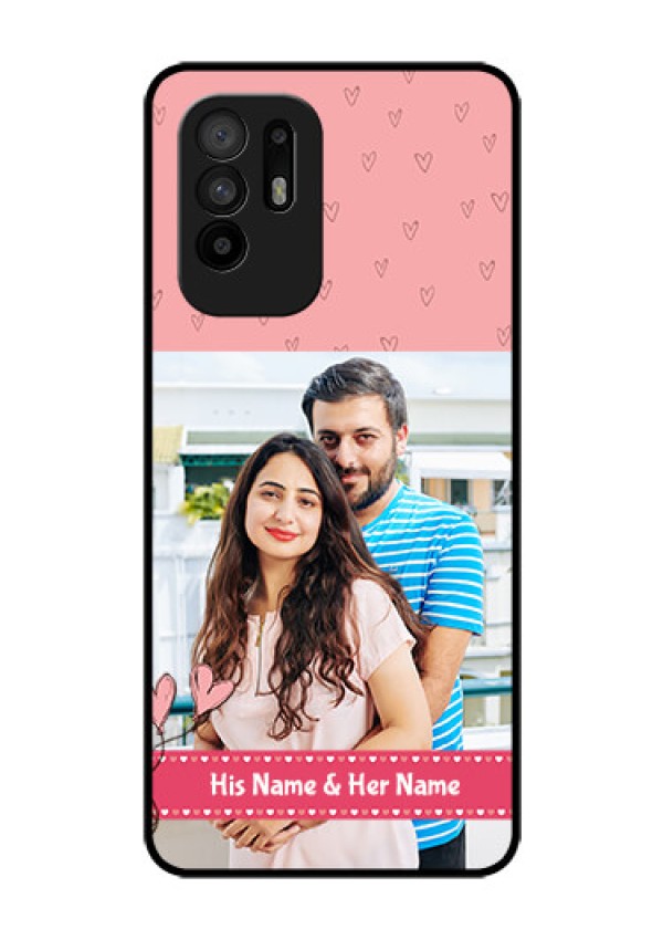 Oppo F19 Pro Plus 5G Personalized Glass Phone Case - Love Design Peach Color