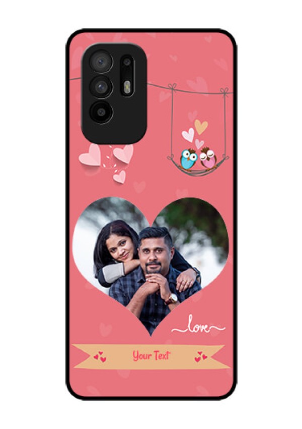 Oppo F19 Pro Plus 5G Personalized Glass Phone Case - Peach Color Love Design 