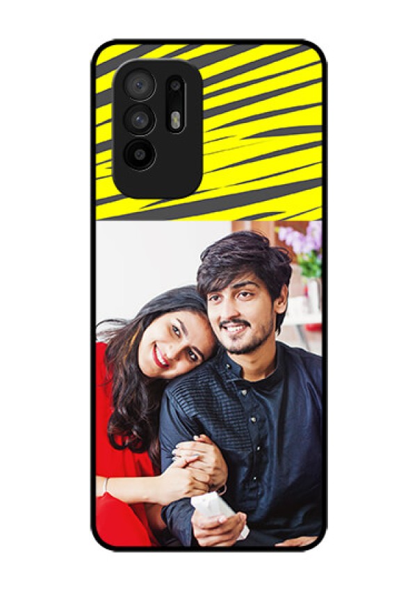 Oppo F19 Pro Plus 5G Photo Printing on Glass Case - Yellow Abstract Design