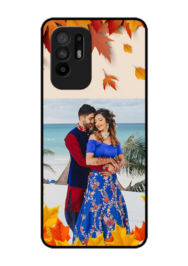 Oppo F19 Pro Plus 5G Photo Printing on Glass Case - Autumn Maple Leaves Design