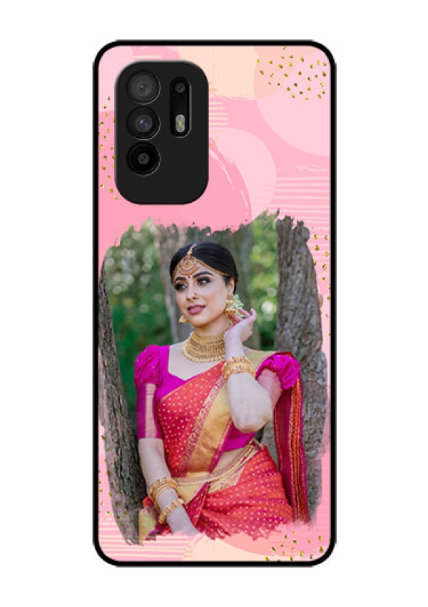 Oppo F19 Pro Plus 5G Personalized Glass Phone Case - Gold Glitter Splash Design