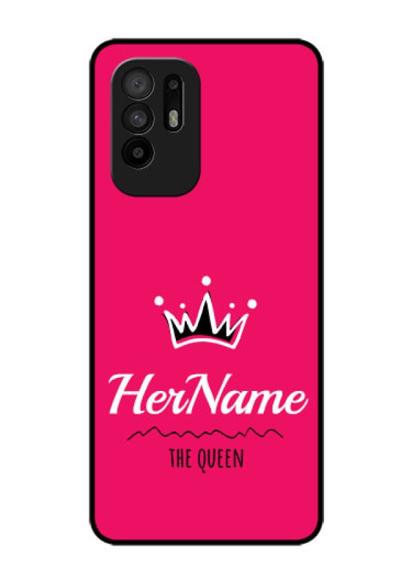 Oppo F19 Pro Plus 5G Glass Phone Case Queen with Name