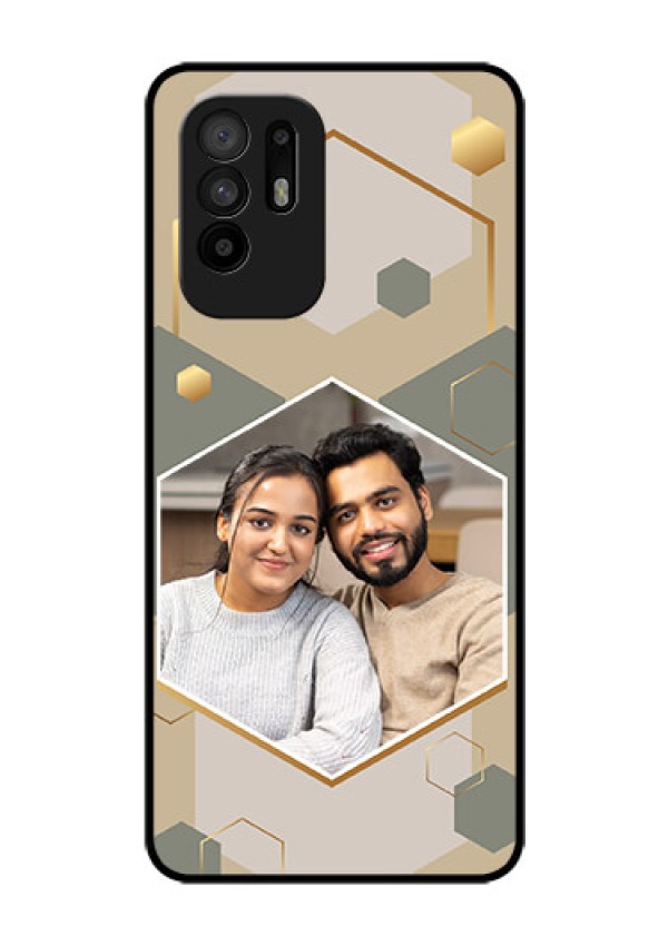 Oppo F19 Pro Plus 5G Photo Printing on Glass Case - Stylish Hexagon Pattern Design