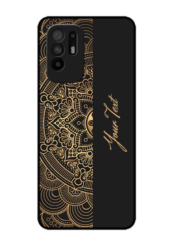 Oppo F19 Pro Plus 5G Photo Printing on Glass Case - Mandala art with custom text Design