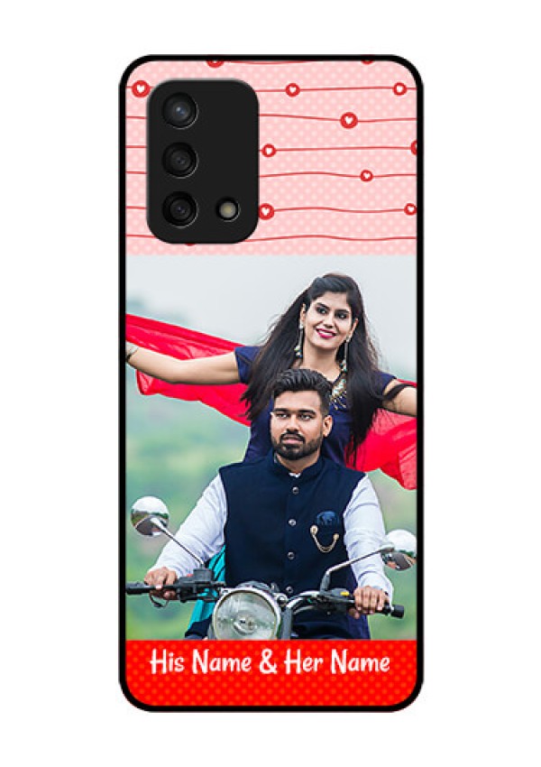 Oppo F19s Personalized Glass Phone Case - Red Pattern Case Design