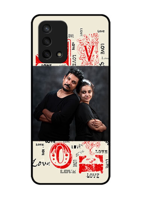 Oppo F19s Photo Printing on Glass Case - Trendy Love Design Case