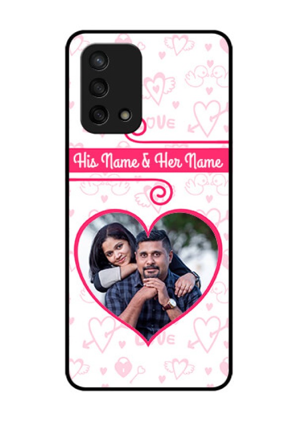 Oppo F19s Personalized Glass Phone Case - Heart Shape Love Design