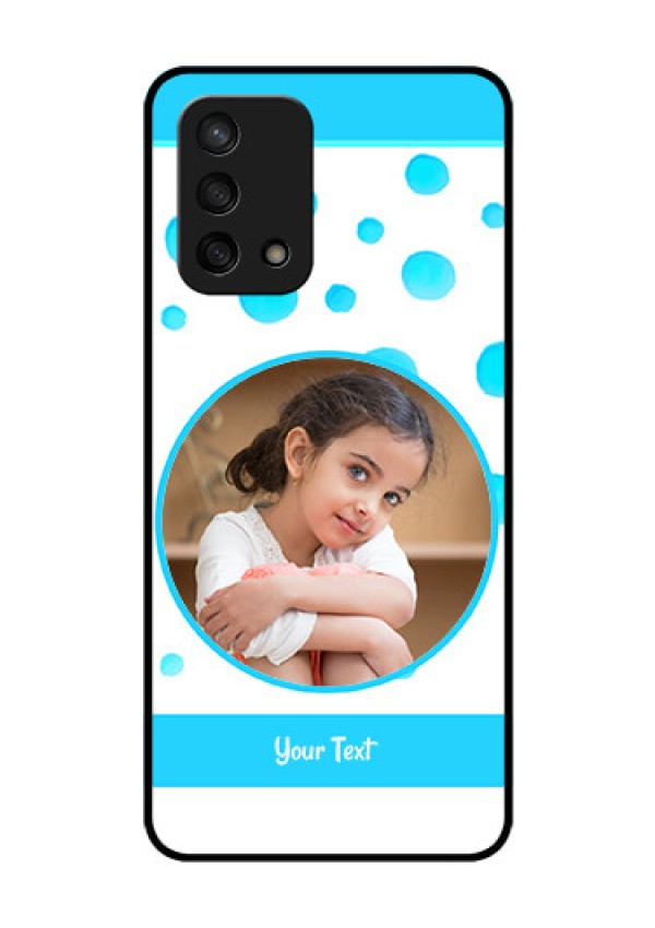 Oppo F19s Photo Printing on Glass Case - Blue Bubbles Pattern Design