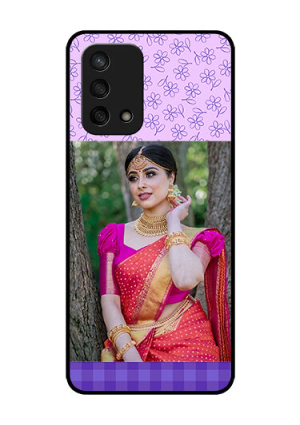 Oppo F19s Custom Glass Phone Case - Purple Floral Design