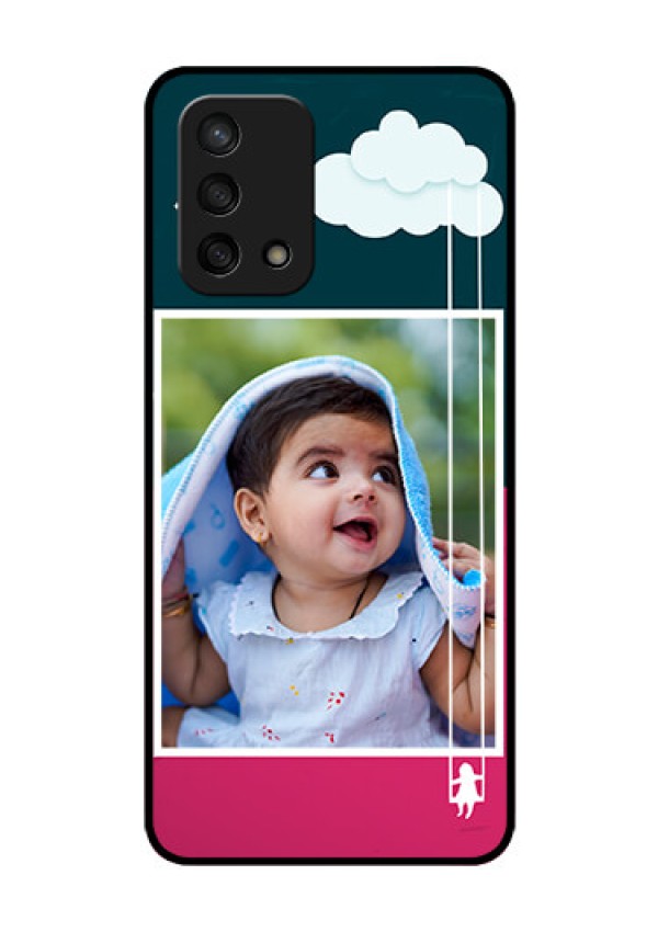 Oppo F19s Custom Glass Phone Case - Cute Girl with Cloud Design
