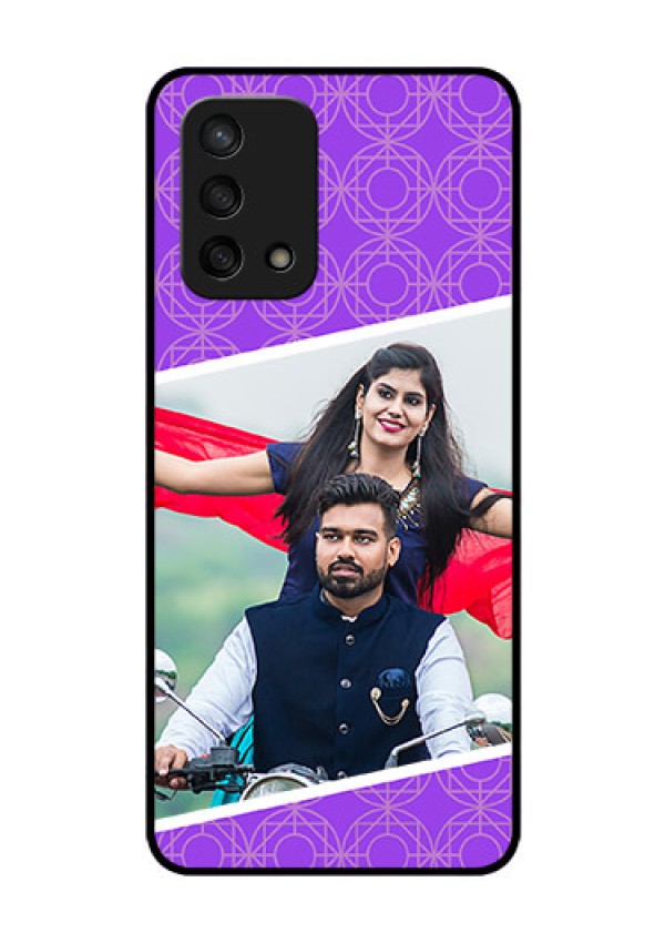 Oppo F19s Custom Glass Phone Case - Violet Pattern Design