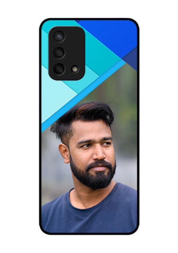 Oppo F19s Custom Glass Phone Case - Blue Pattern Design