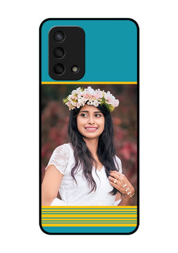 Oppo F19s Custom Glass Phone Case - Yellow & Blue Design 
