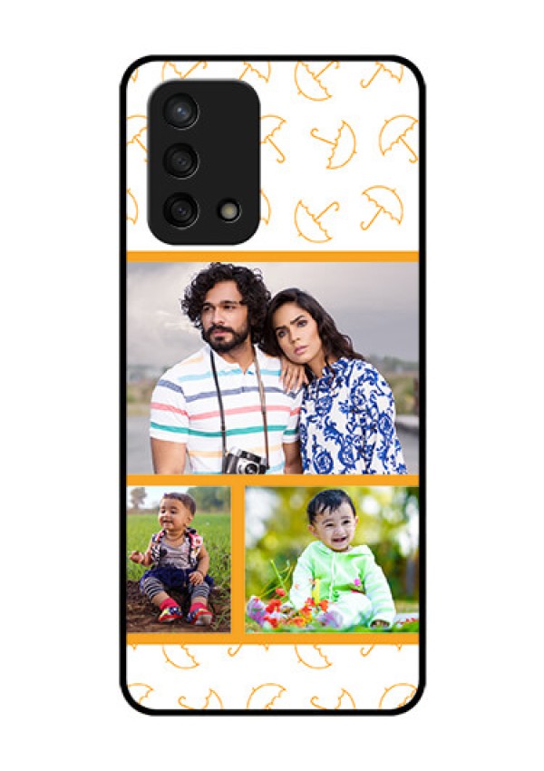 Oppo F19s Custom Glass Mobile Case - Yellow Pattern Design